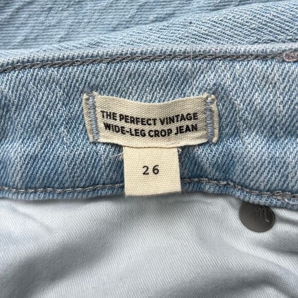 Madewell The Perfect Vintage Wide Leg Crop Jean Light Wash Raw Hem Women's 26 - Picture 5 of 9